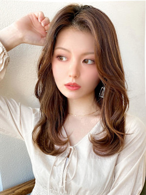 シャギーレイヤー韓国ワンホンヘアシースルーぱっつん前髪