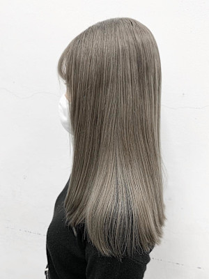 ワンカールひし形ミニウルフホワイトグレージュミディ丸型卵型