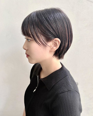 ショートボブ×丸みショート×前髪あり×横浜×20代30代