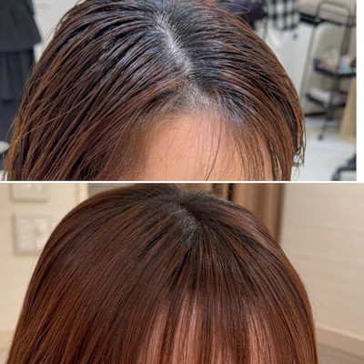 クロスパーマで下りる前髪に！