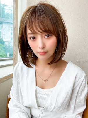 シャギーレイヤー韓国ワンホンヘアシースルーぱっつん前髪