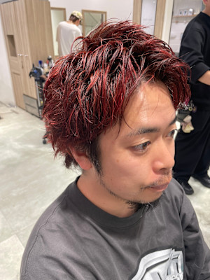 レッド系メンズハイライトカラー【三軒茶屋】