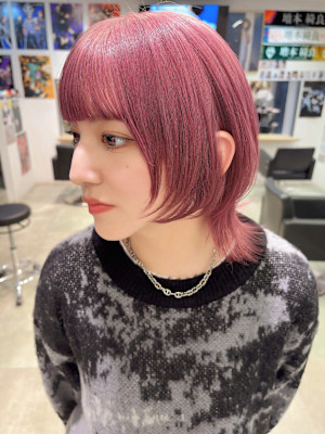 ウルフカット インナーカラー ケアブリーチ 推しカラー