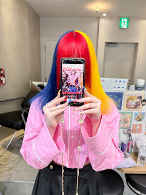 BusterBrosブルーレッドイエローカラーワンホンヘア