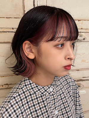 インナーカラー × ラベンダーピンク × ボブ