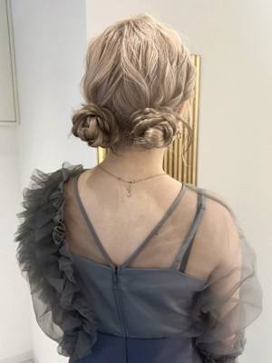 【nanaka】結婚式アレンジ/ツインお団子/ヘアアレンジ