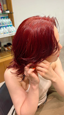 ブリーチなしダブルカラー/海外風レッドヘアー