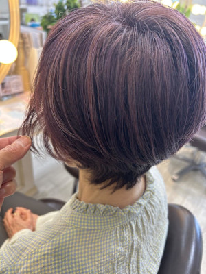 脱白髪染めハイライトピンク