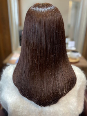 ラベンダーベージュ　艶髪ロング　オーガニックカラー