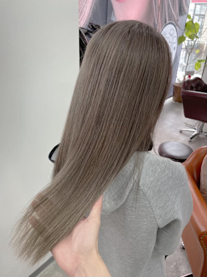 外国人風スモーキーグレージュ×艶ロングストレート✨透け感◎