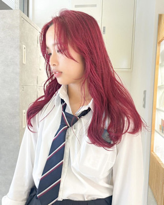 【hinari】チェリーレッド/ピンク/ブリーチ