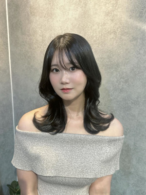 ★韓国くびれヘア/ミディアム/グレージュ