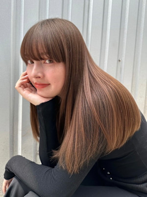 髪質改善アッシュブラウンツヤ髪ストレート*Zina