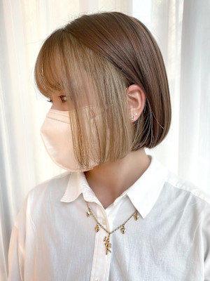 【felice MICHI 石井あすか】丸みボブ ブリーチ 