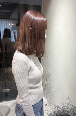 《花屋併設》ピンクブラウン/切りっぱなしボブ/ガーリー