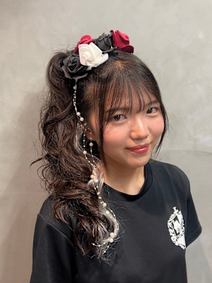 体育祭盛り髪ヘアセット