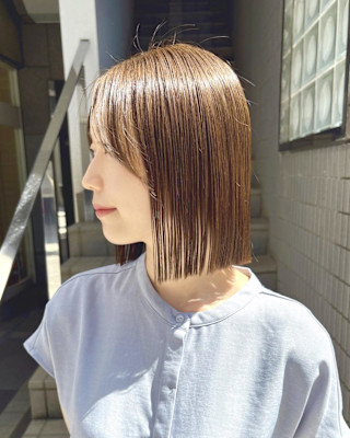 ぱつっとボブ×縮毛×ミニボブ×前髪長め×横浜