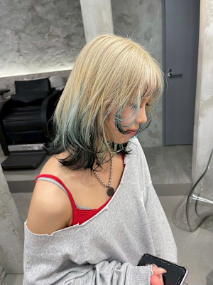 デザインカラー/エンドカラーデザイン/抜きっぱなしブロンド