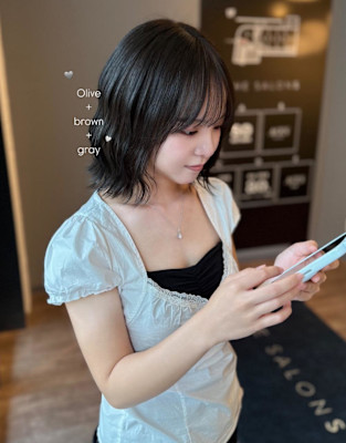 オリーブブラウン/透明感カラー/ブリーチなし