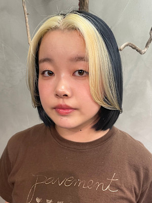 バングカラー ダブルカラー × ブロンド ブルーシルバー