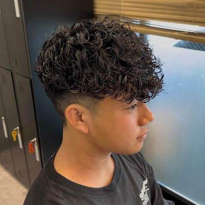 [藤沢]メンズカット黒髪マッシュスペインカールパーマ