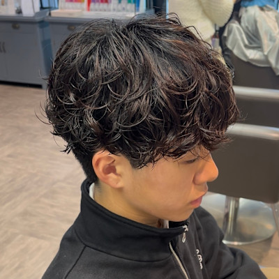 [藤沢]メンズカット黒髪マッシュシャドウパーマ