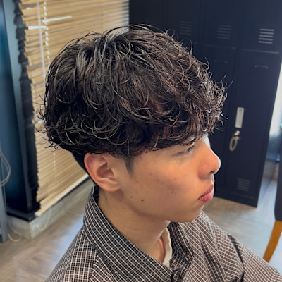 [藤沢]メンズカット黒髪マッシュシャドウパーマ