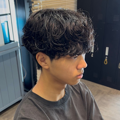 [藤沢]メンズカット黒髪マッシュ40%シャドウパーマ