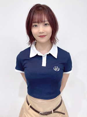 ボブレイヤー くびれヘア チェリーブラウン 顔周りカット 