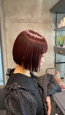 ボルドー/切りっぱなしボブ/ミニボブ