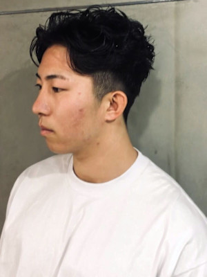 オールバック ナチュラルパーマ ツーブロック 20代【札幌】