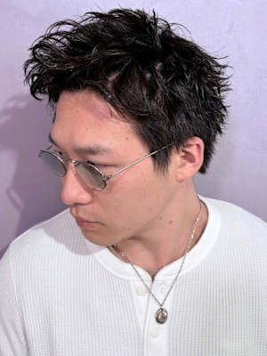 ツイストピンパーマ スパイキーショート アップバング【札幌】