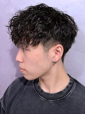 ツイスパ ゆるめパーマ ツーブロック マッシュ 黒髪【札幌】