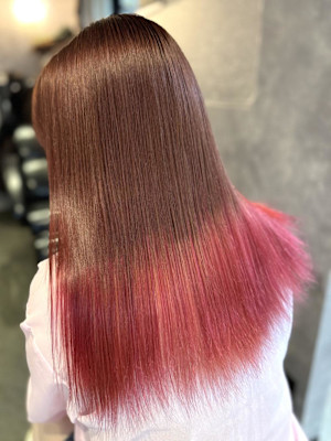 《鈴木茉奈》裾カラー/エンドカラー/チェリーレッド