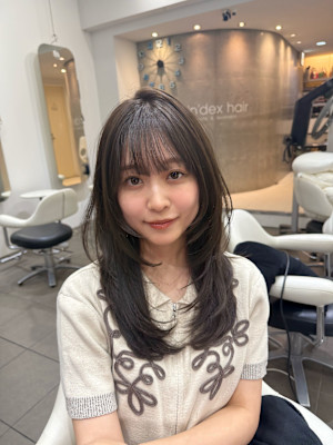 髪質改善グレージュカラーカーキベージュレイヤーロング錦糸町