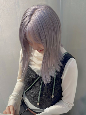 ハイトーンカラー ラベンダーカラー 髪質改善 外ハネミディ 