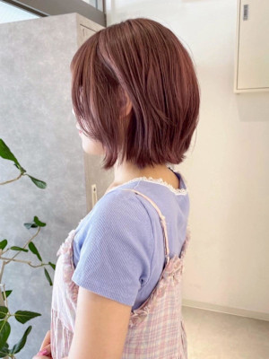 [rizu]ピンクベージュ/ハイトーンボブ/ピンクカラー