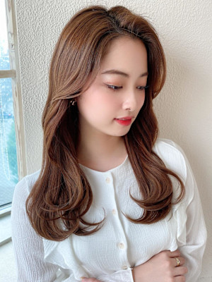 シャギーレイヤー韓国ワンホンヘアシースルーぱっつん前髪