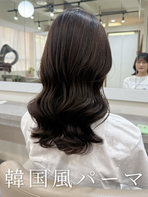 コテ巻き風パーマ/デジタルパーマ/レイヤーカット/韓国ヘア