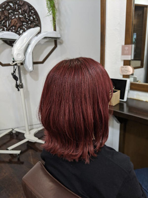 【MASA】ふんわり外はねワインレッド／武蔵浦和店