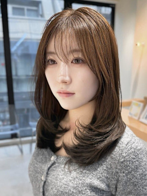 髪質改善＊顔周りレイヤーハイライトベージュ＊【Zina難波】