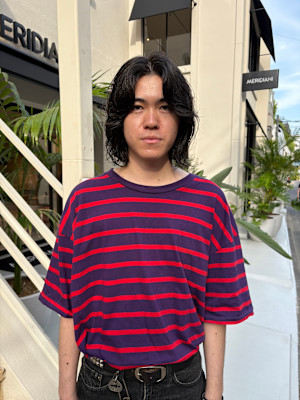 ステップボーンカットメンズヘア/センターパート/メンズボブ