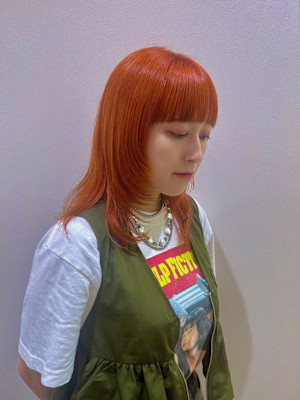 ハイトーン/オレンジ/ミディアム/20代