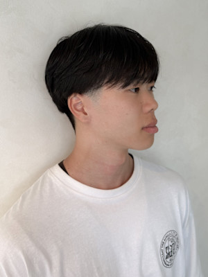 【メンズ シースルーバングマッシュ】