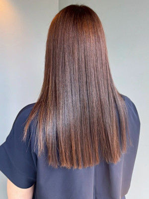 ベージュカラー 髪質改善 ストレートヘア ツヤ髪ロング