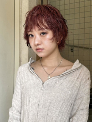 『hinari』パーマ×暖色カラー/ショートレイヤー