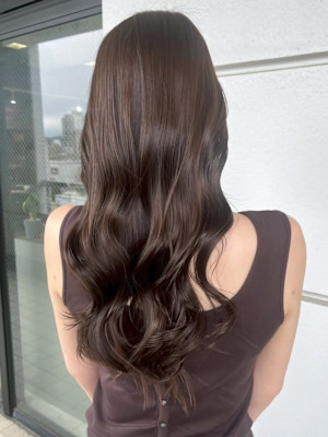 チョコレートブラウン 髪質改善カラー ツヤ ゆる巻き
