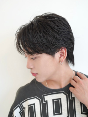 men's/メンズ/ブルーブラック/フェザーパーマ/