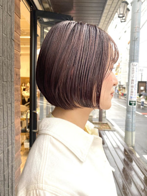 大人の艶ボブ × ラベンダーピンクで旬髪