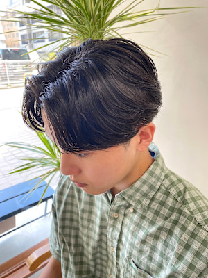 センターパートニュアンスパーマ毛流れセンターパート